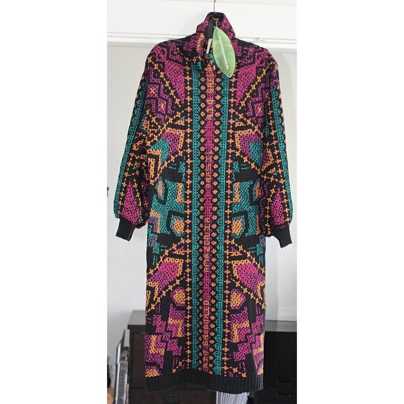 New w/Tags - Farm Rio Yawanawa Stripe Midi Sweater Dress, Sml Oversize - Picture 3 of 11